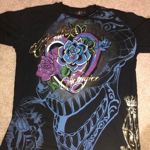 Christian Audigier black skeleton and rose